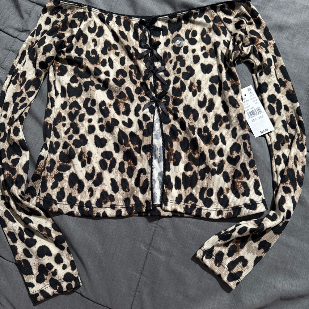 PacSun Leopard Print Off-Shoulder Top